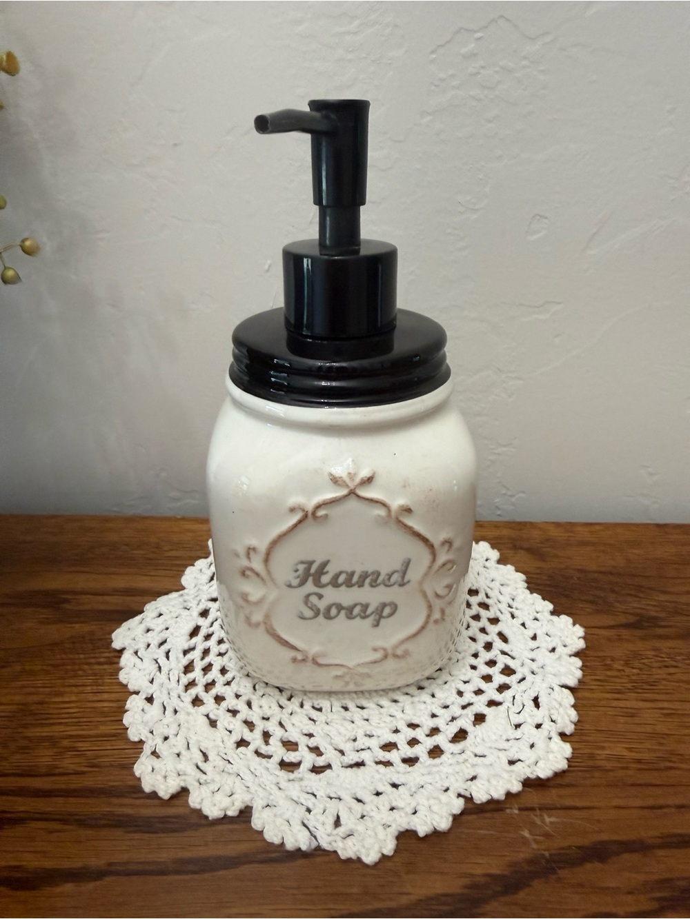 Ceramic Soap Dispenser with Black Pump